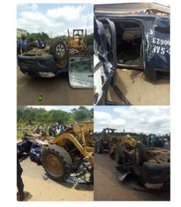 Policemen Badly Injured As Tractor Crushes Their Van [See Photos] 1